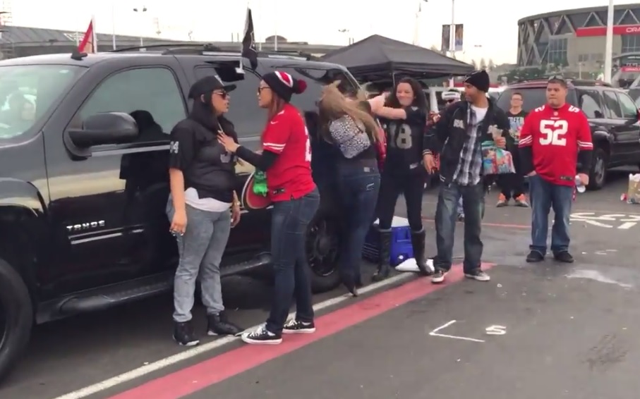 Watch This 49ersRaiders Chick Fight From Sunday's Tailgate (Video)
