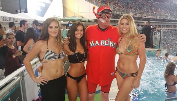 Fan Wears Jeans in Jaguars Poolside Cabana