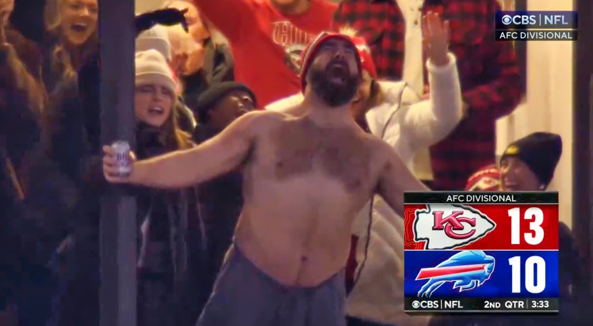 Jason Kelce Is Shirtless Lit In The Stands At Chiefs Bills Game