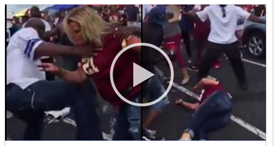 Male Cowboys Fan Pushes & Punches Female Redskins Fans ... - 550 x 294 png 239kB