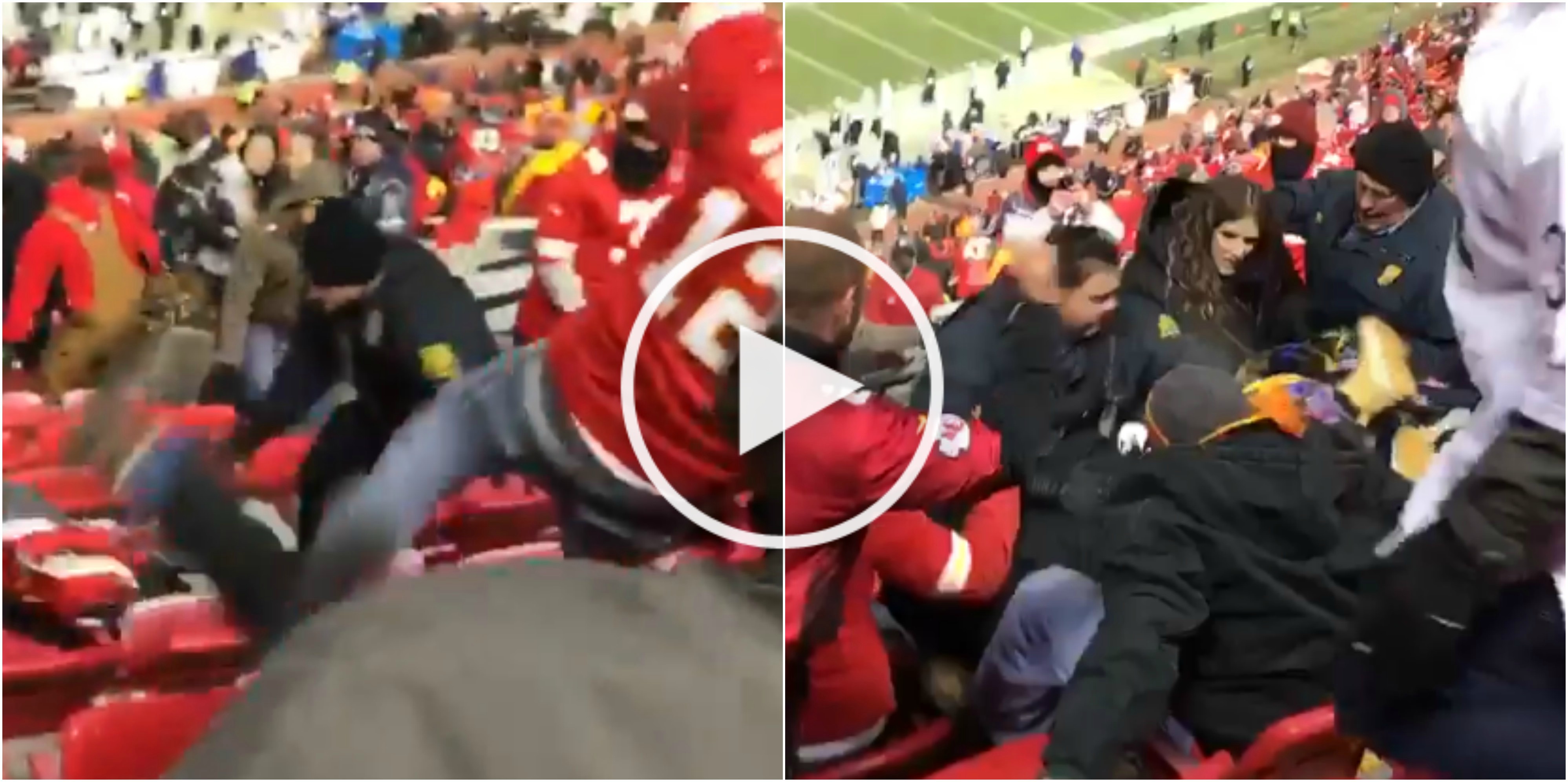 Chiefs Raiders Fans Get Into a Massive Brawl in The 