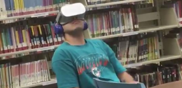 Dolphins Fan Caught Watching Virtual Reality Po