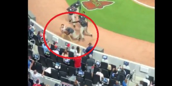 Fan Runs On Field At Braves Game, Gets Speared Straight To Hell By