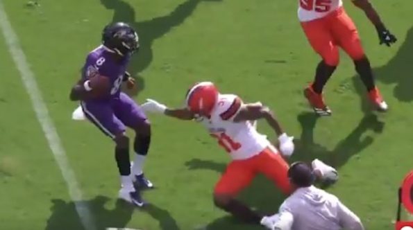 Lamar Jackson Stops On A Dime, Makes Browns Defender Look Silly (VIDEO)