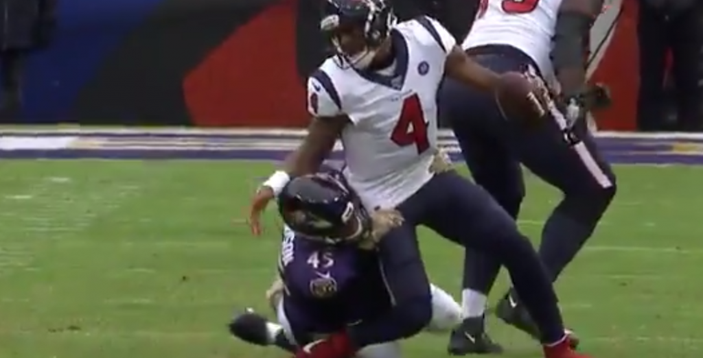 Deshaun Watson Gets Ankle Turned Badly Under Defender On Sack, Stays In ...