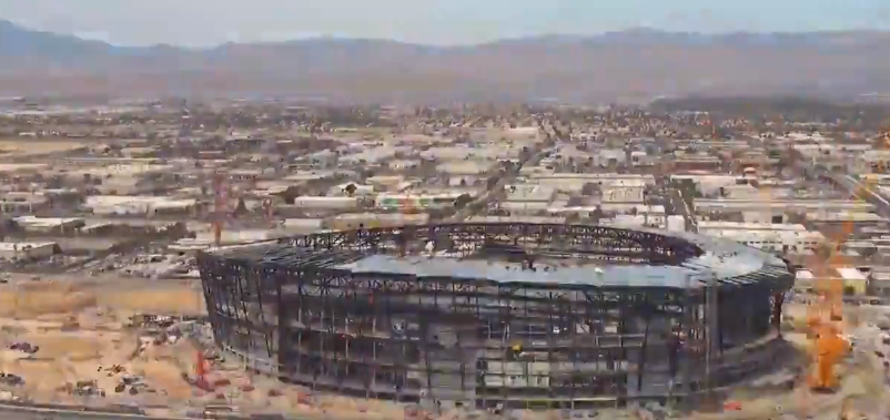 LOOK: Raiders' Allegiant Stadium unveils massive video screen for highway  drivers in Las Vegas 