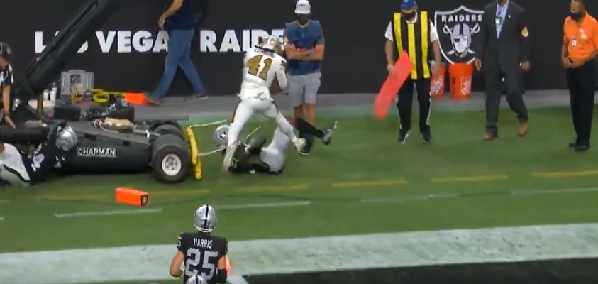 Jonathan Abram Knocks Himself Out vs. Saints on MNF 