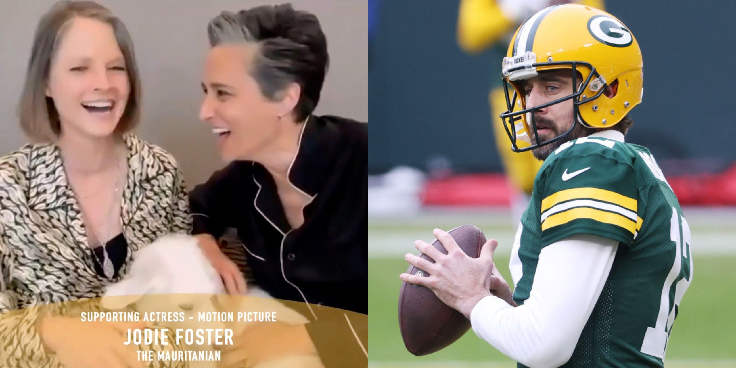 Actress Jodie Foster Randomly Shouts Out Aaron Rodgers In Golden Globes Speech Video Total Pro Sports