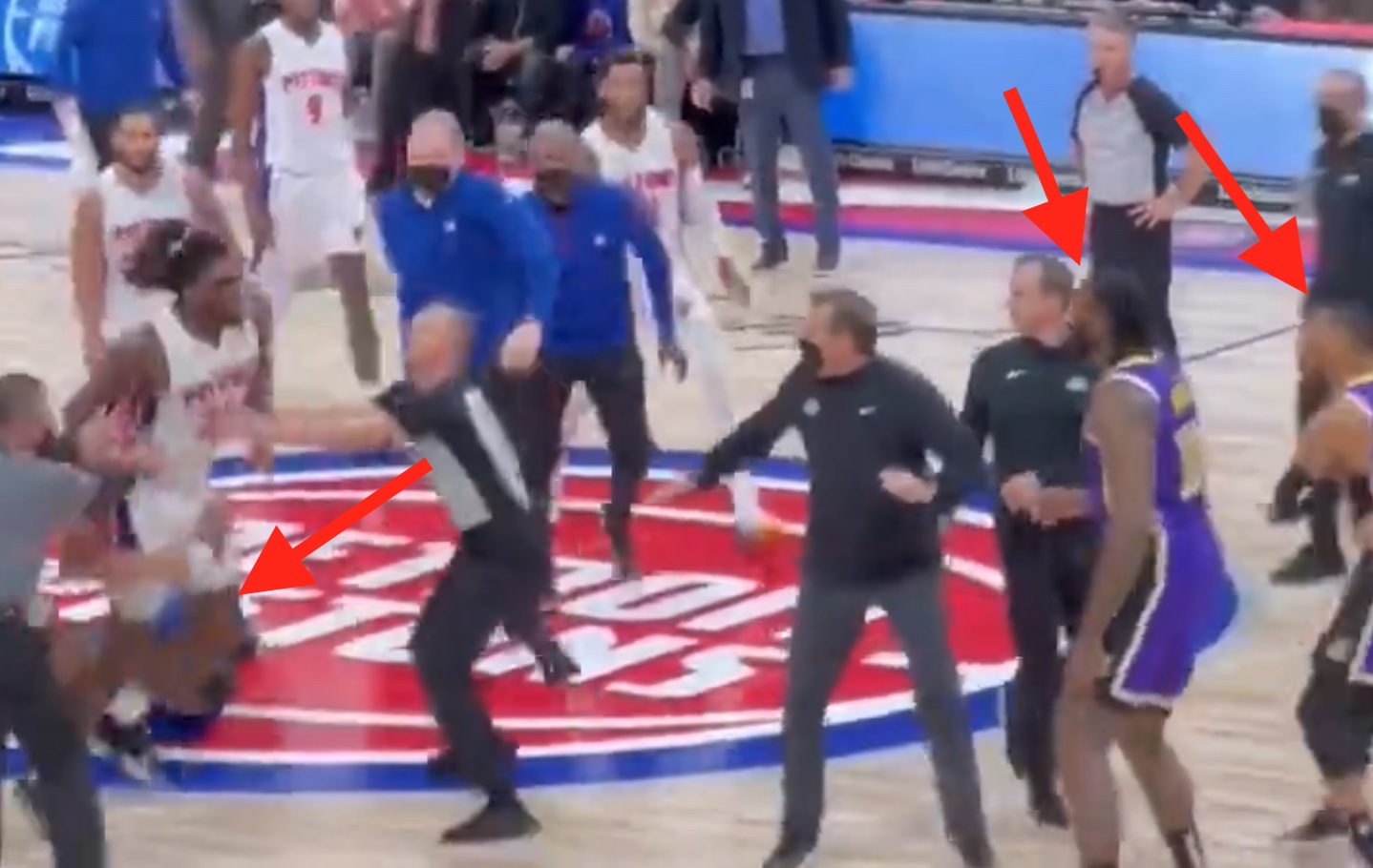 Footage Shows Isaiah Stewart Barreling Over Security Guards As He Tried 