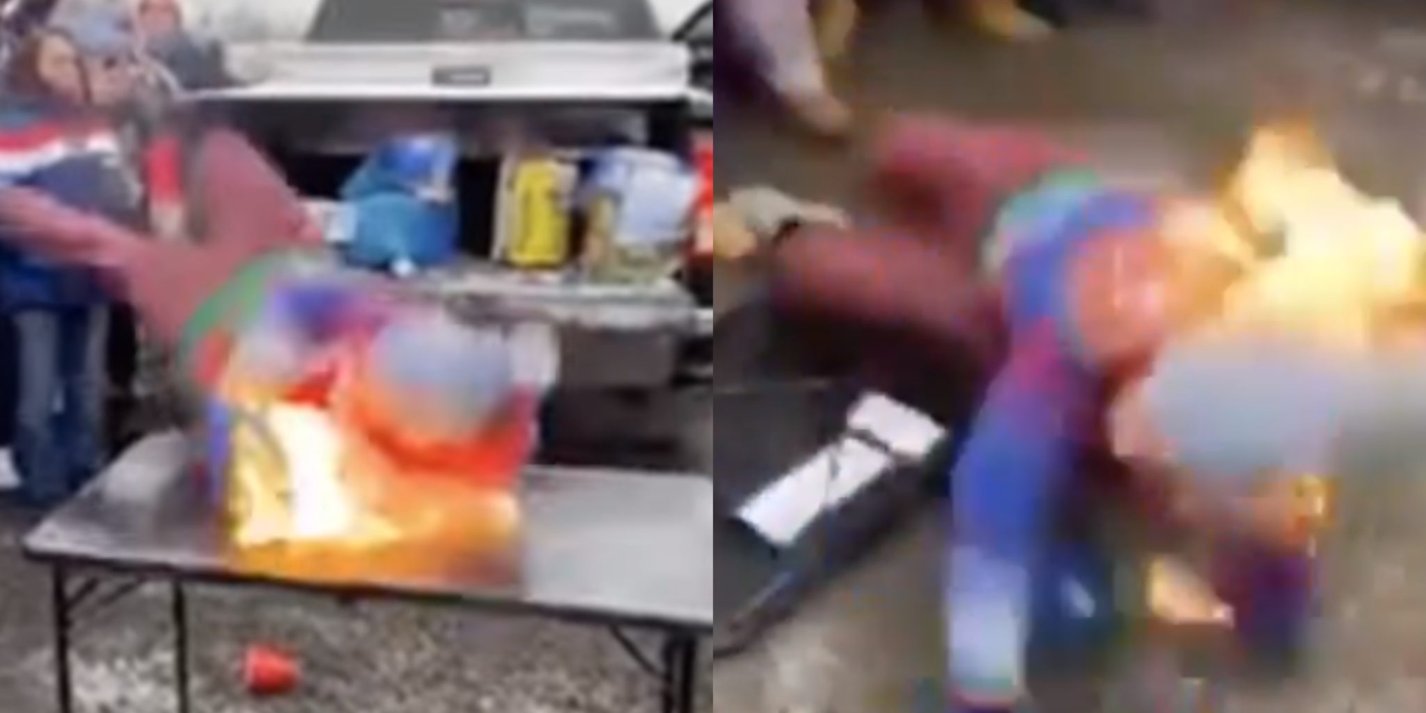 Bills Fan Gets Fully Engulfed In Flames After Jumping On Table Of Fire