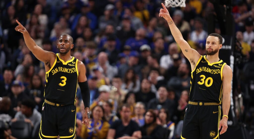 Warriors' shortest player Chris Paul and Steph Curry