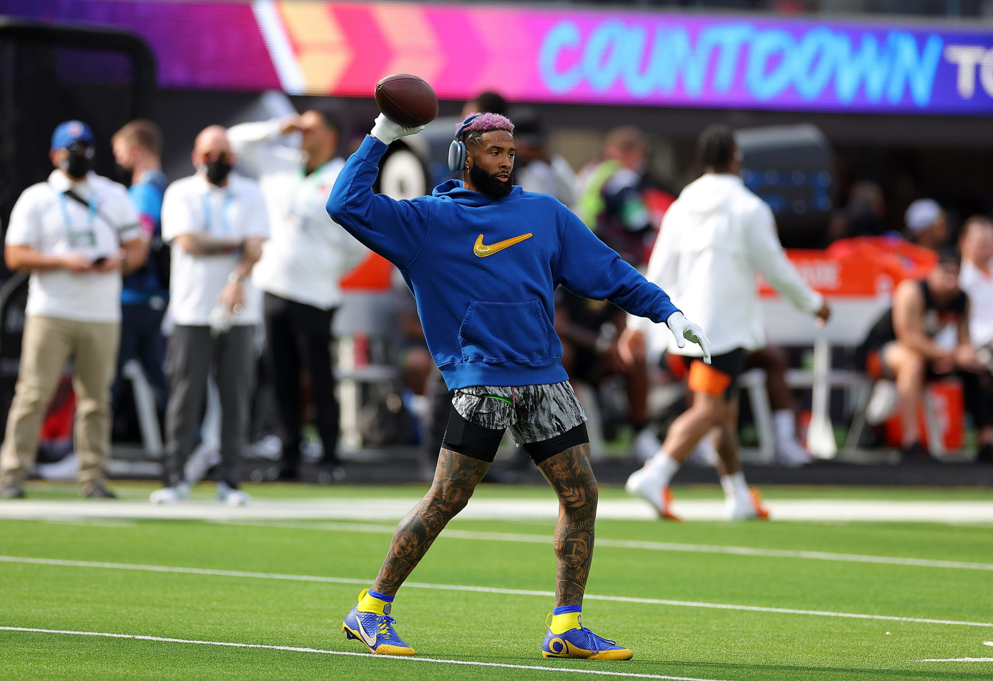 Odell Beckham Jr. Rockin' $200K Diamond Cleats For Super Bowl LVI Pregame