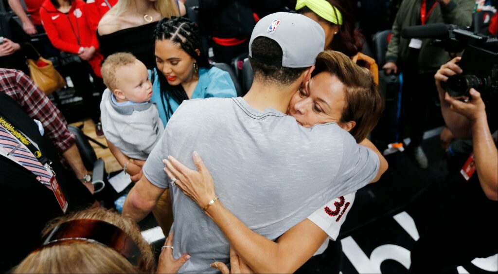 Steph Curry, his mother Sonya Curry, and wife Ayesha Curry