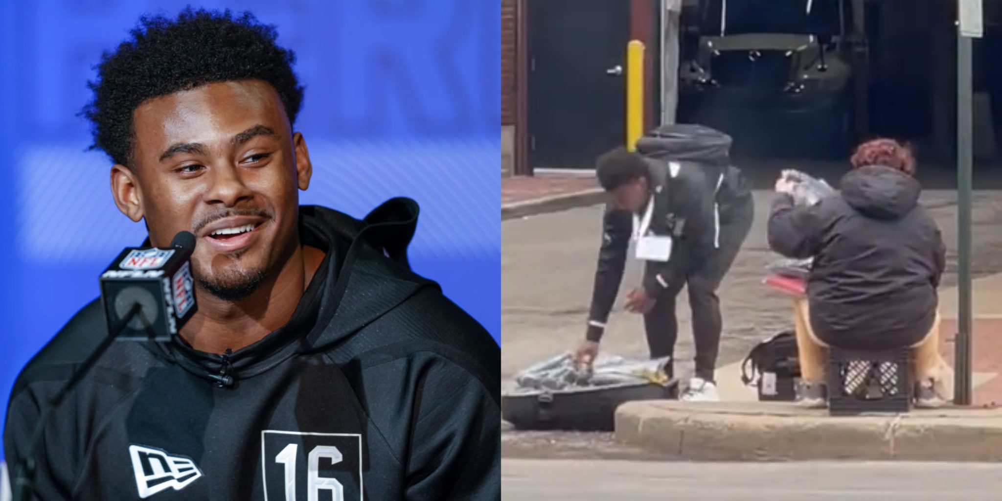 Incredible Video Shows Qb Malik Willis Giving His Clothes Away To Homeless Man Outside Nfl