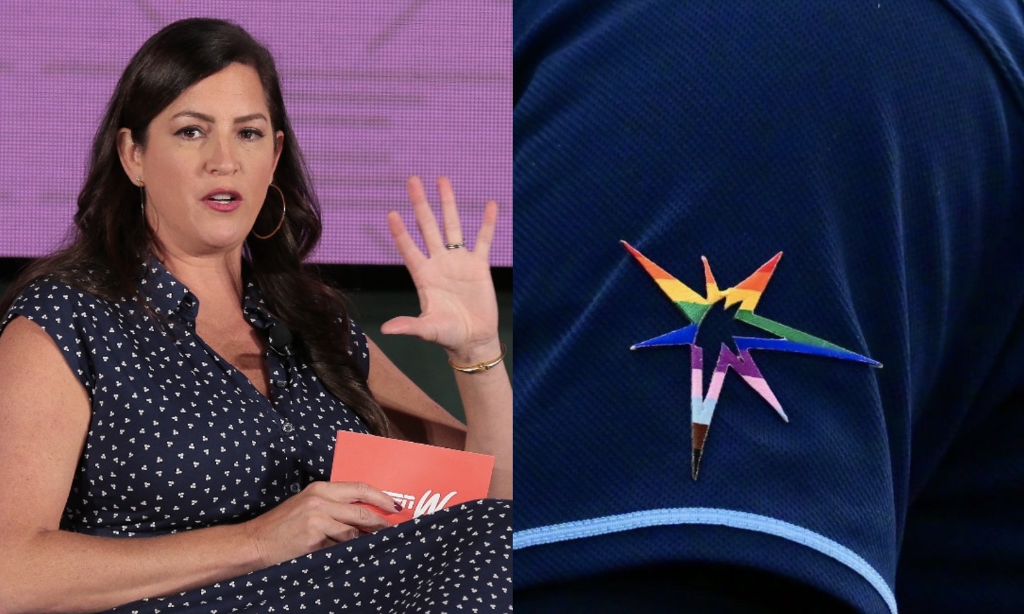 Clay Travis on X: Yesterday @espn's Sarah Spain said on air that Tampa Bay  Rays players who don't wear a pride flag are bigoted and using BS religion.  Imagine turning on sports