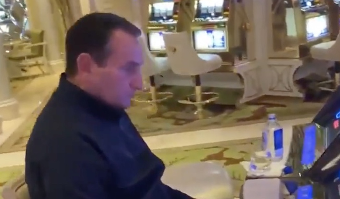 Coach K Spotted Enjoying Retirement By Playing $100 Spins At Casino (VIDEO)