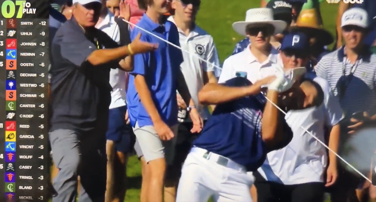 Bryson DeChambeau Gets Clotheslined By Rope To The Face At LIV Golf ...