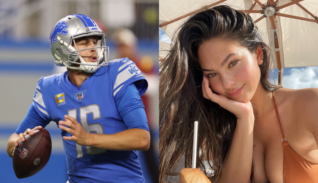 Jared Goff's fiancée Christen Harper gushes at dominant Lions win