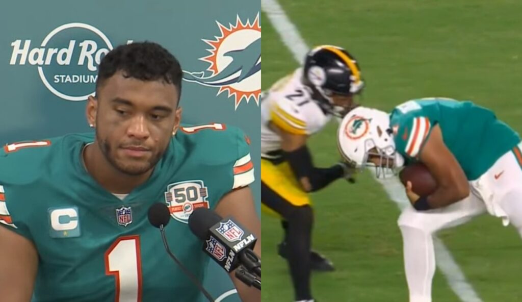 Tua Tagovailoa charges into Steelers' safety despite saying he would NOT be  a superhero in Miami win