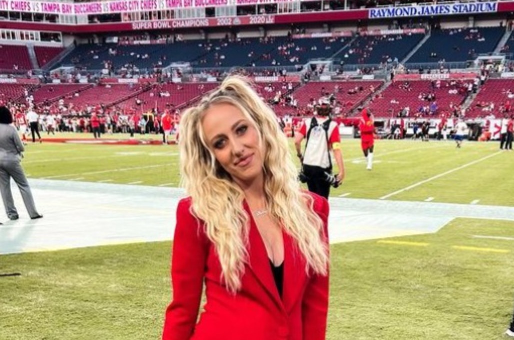 Brittany Mahomes Goes Fiery Red in Spiked Louboutins to KC Chiefs