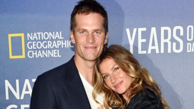 Tom Brady and Gisele Bundchen posing