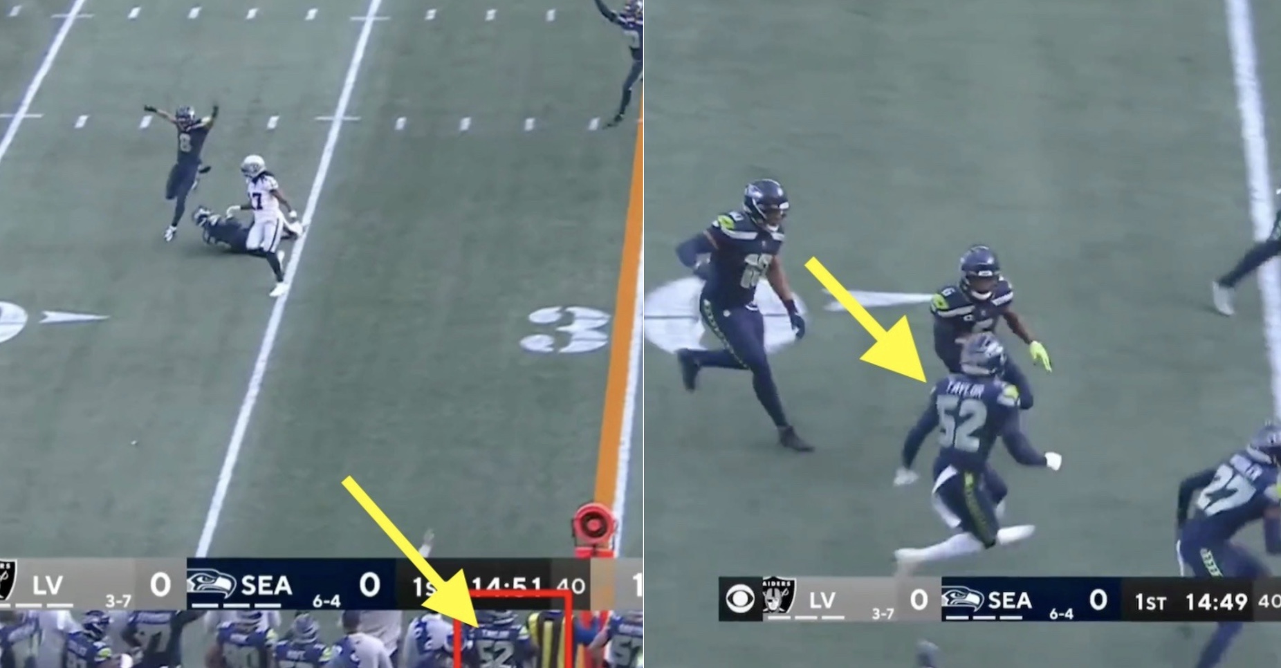 Seahawks Player Runs From Sideline to Field After Derek Carr Interception -  Sports Illustrated