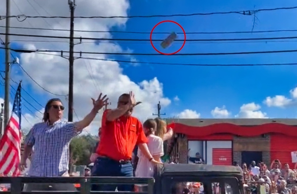 VIDEO: Ted Cruz Hit With White Claw Can at Houston Astros Parade