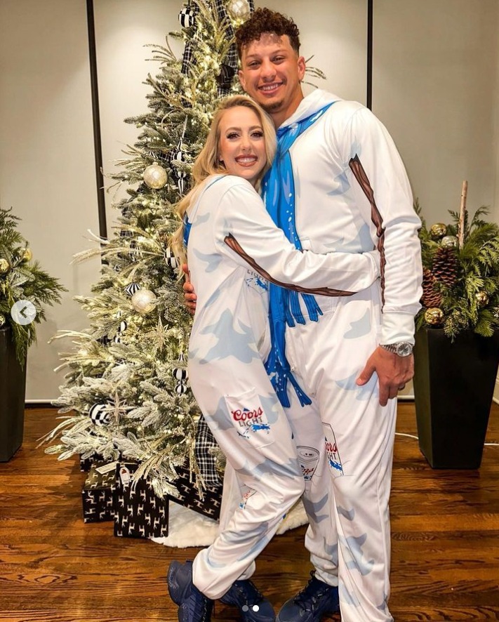 Patrick and Brittany Mahomes Wear Matching Holiday Onesies