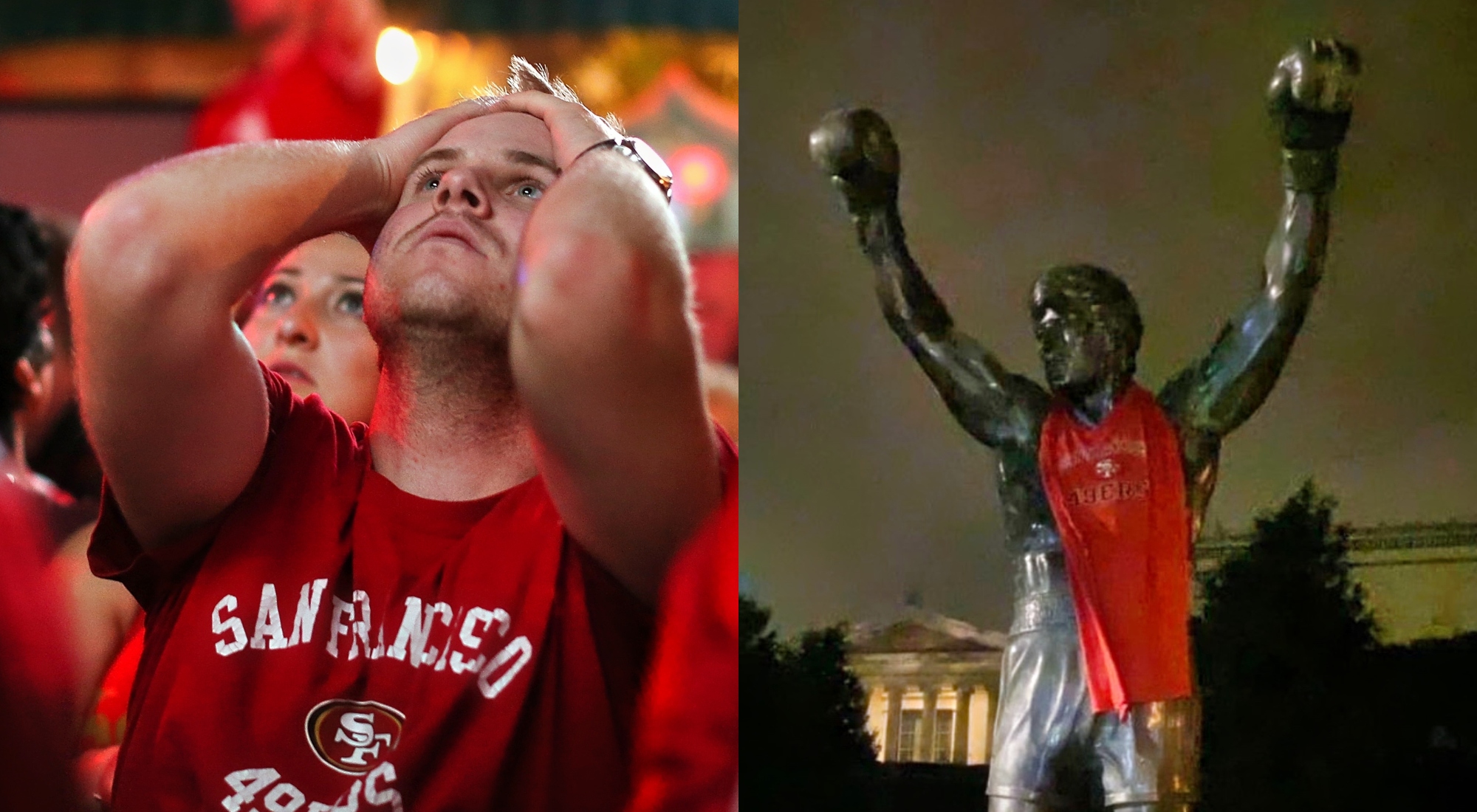 49ers shirt on rocky statue