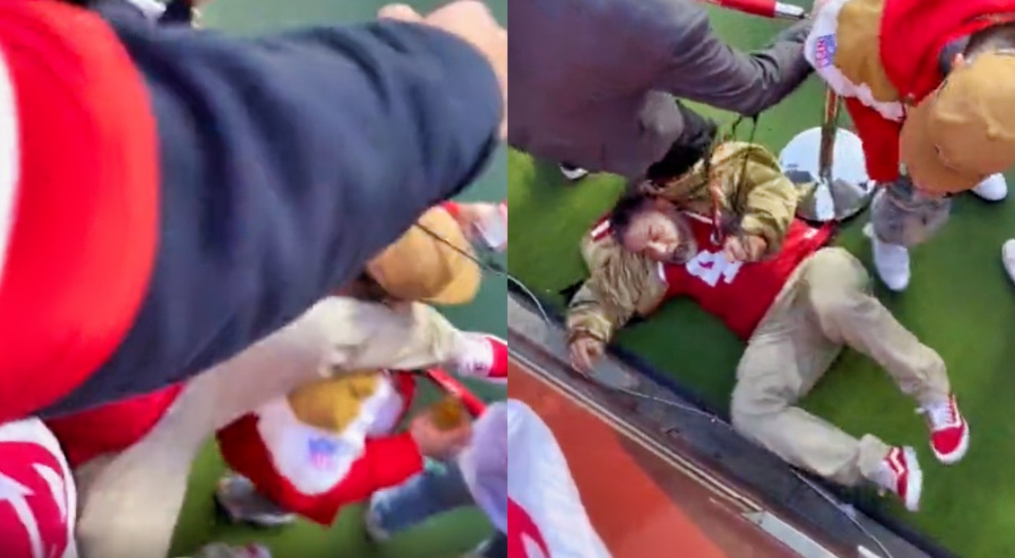 49ers fan falls from stands trying to catch Brock Purdy's towel