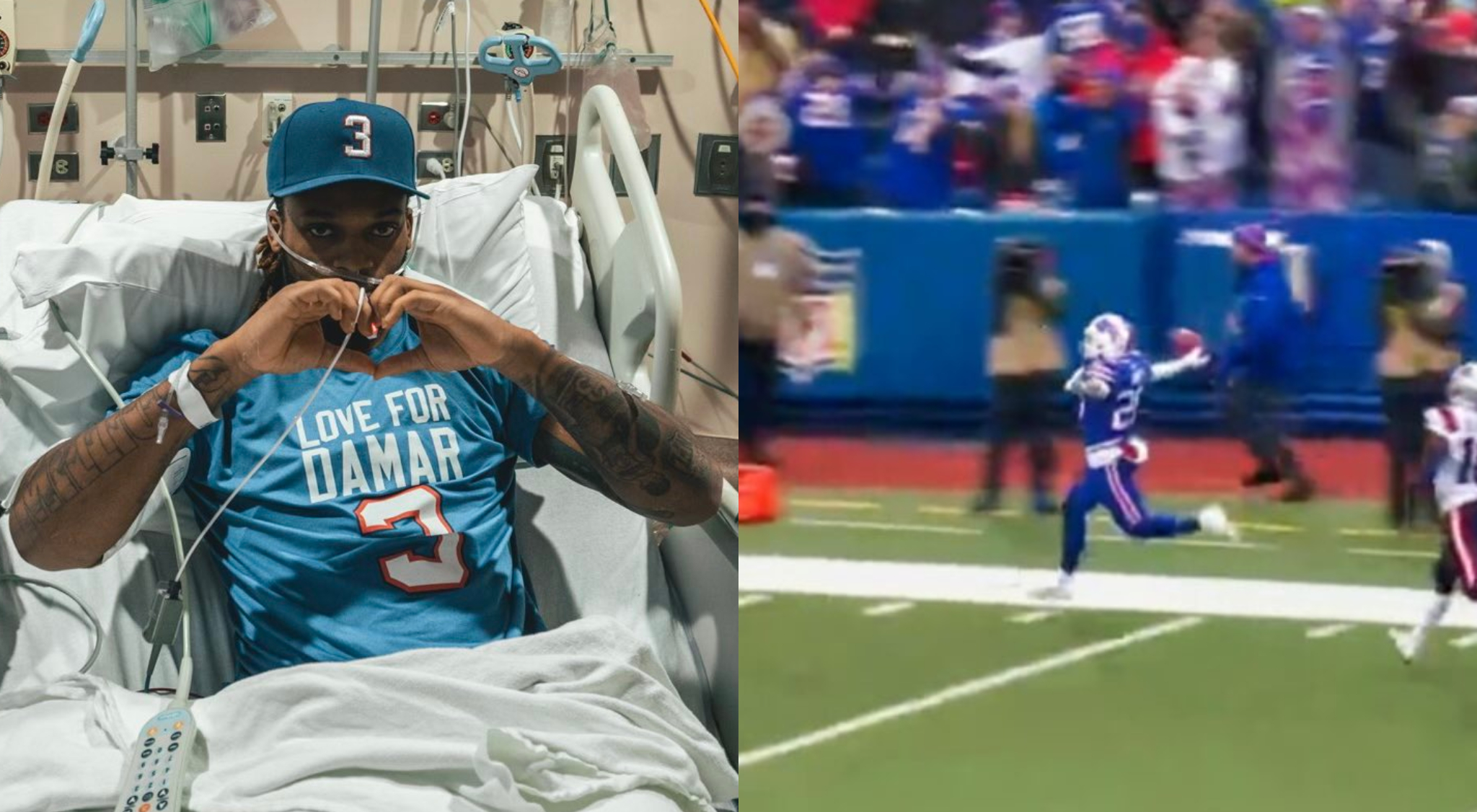 Damar Hamlin Reacts To Bills Scoring TD On Kickoff   Damar Hamlin Had Perfect Reaction To Buffalo Bills Scoring On First Kickoff While He Watches From Ho 