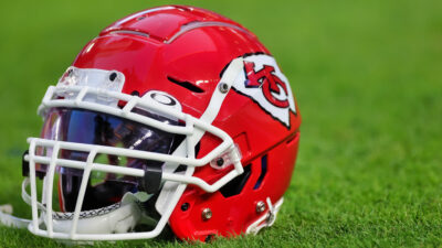 chiefs helmet in grass