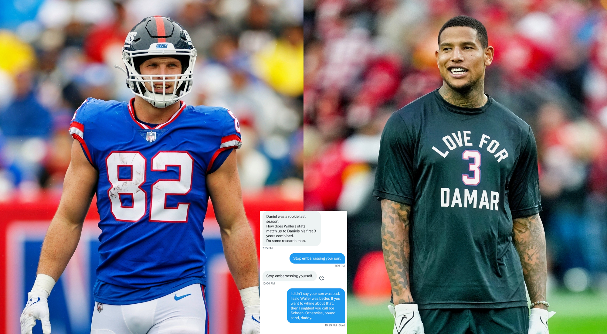 Reporter Shares DMs Sent To Him By Giants TE Daniel Bellinger's Dad After  Darren Waller Trade - Daily Snark