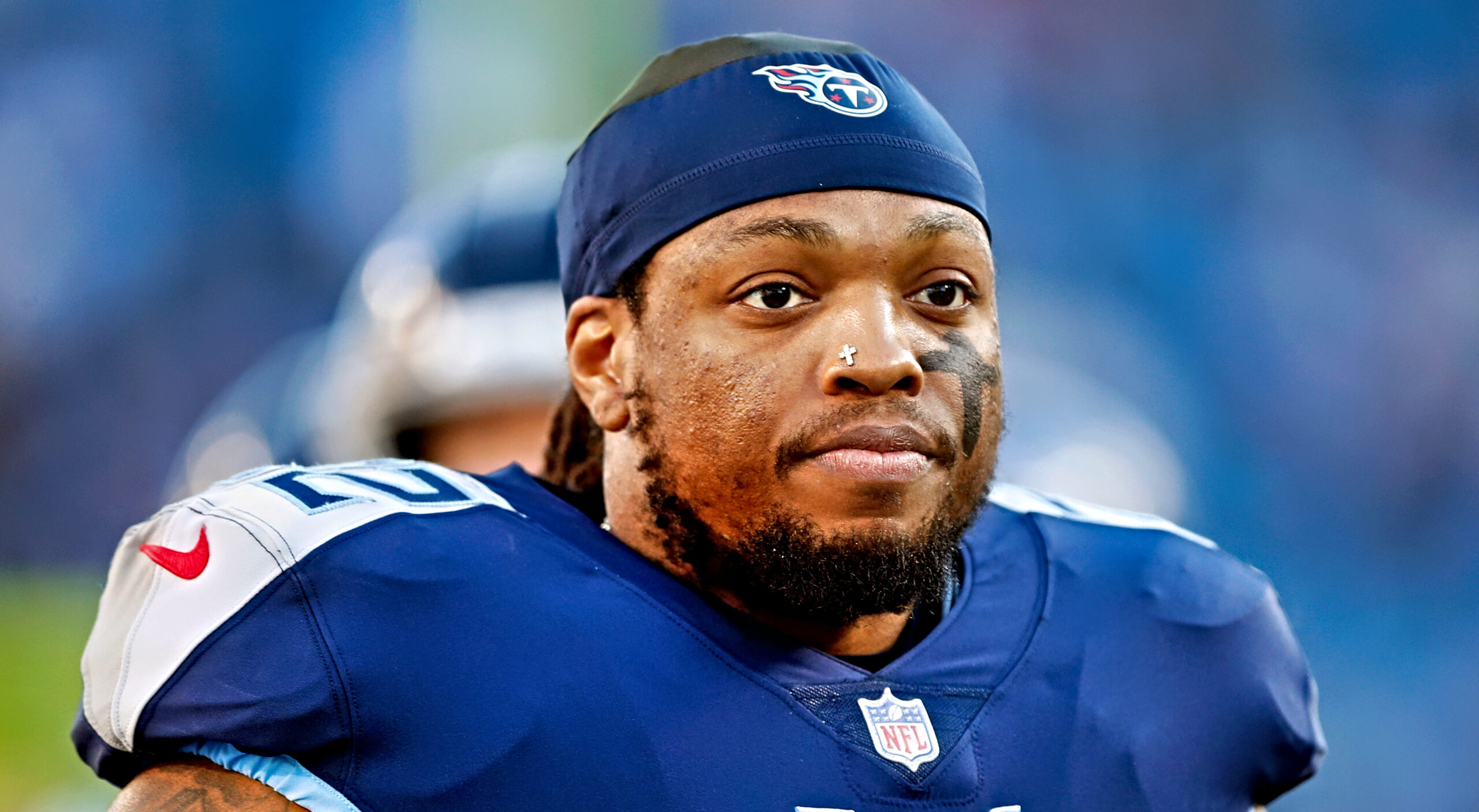 Tennessee Titans running back Derrick Henry (22) warms up prior to