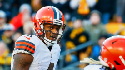 Deshaun Watson in uniform with gum in his mouth