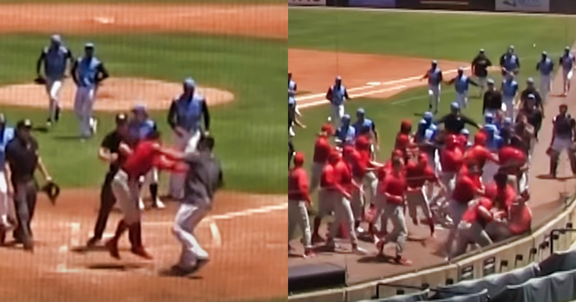 Benches clearing brawl - Clearwater Threshers @ Tampa Tarpons - April 23,  2023 