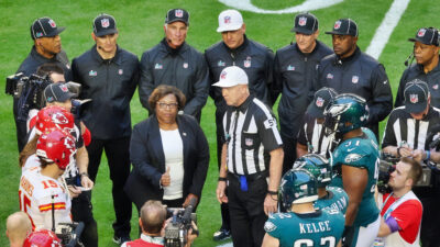 NFL players and referees at Super Bowl 57