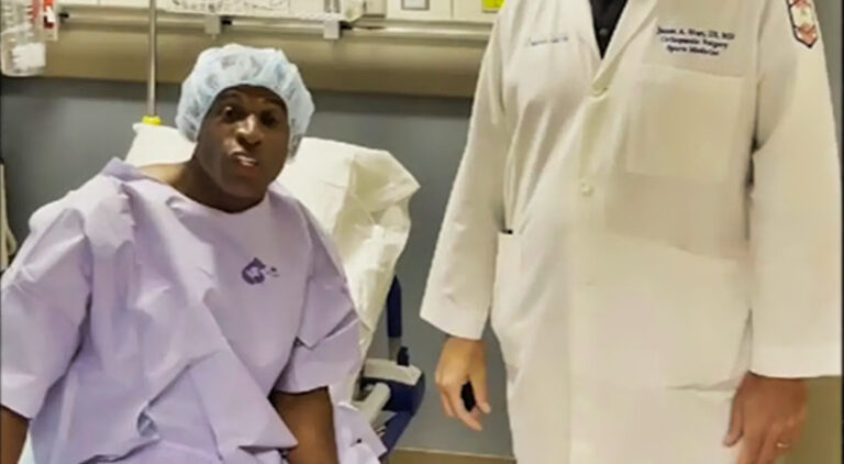 Deion Sanders in hospital bed