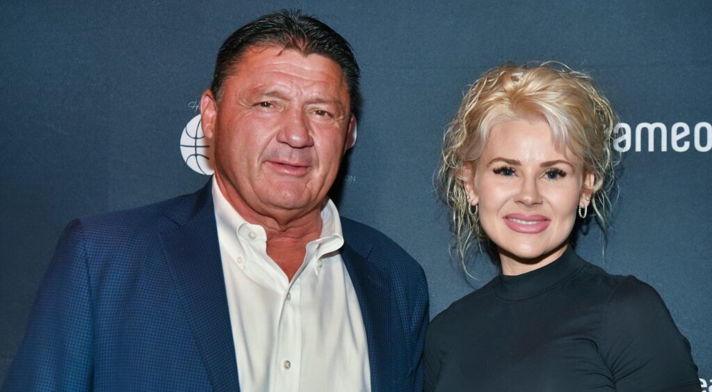 Ed Orgeron and Brandy Nicole posing