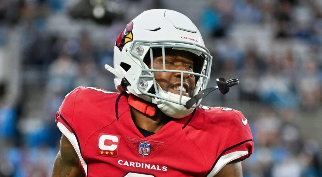 Budda Baker of Arizona Cardinals looking on after defensive stop.