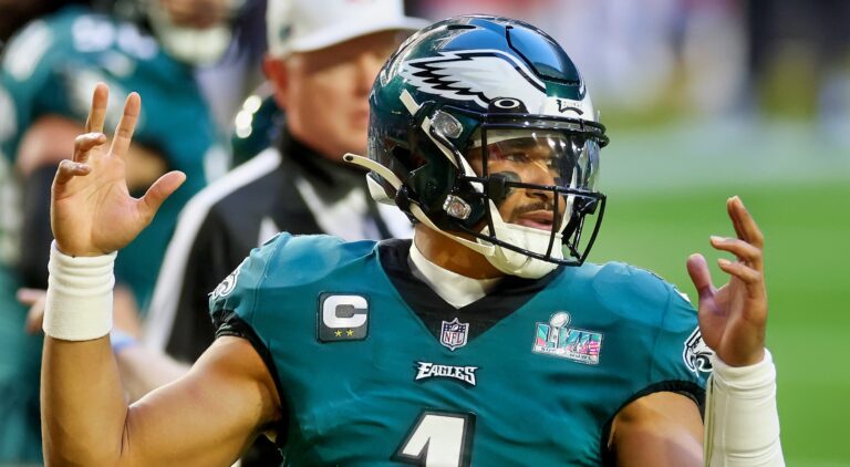 Jalen Hurts in Eagles uniform.