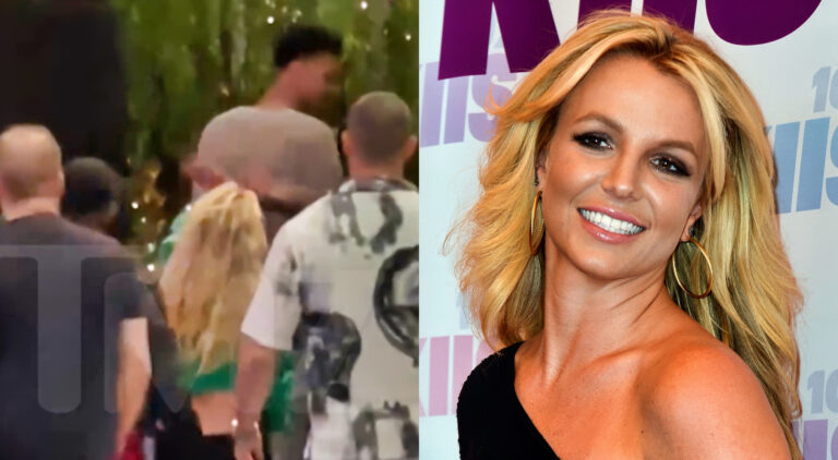 Photo of Victor Wembanyama/Britney Spears slap incident and photo of Britney Spears smiling