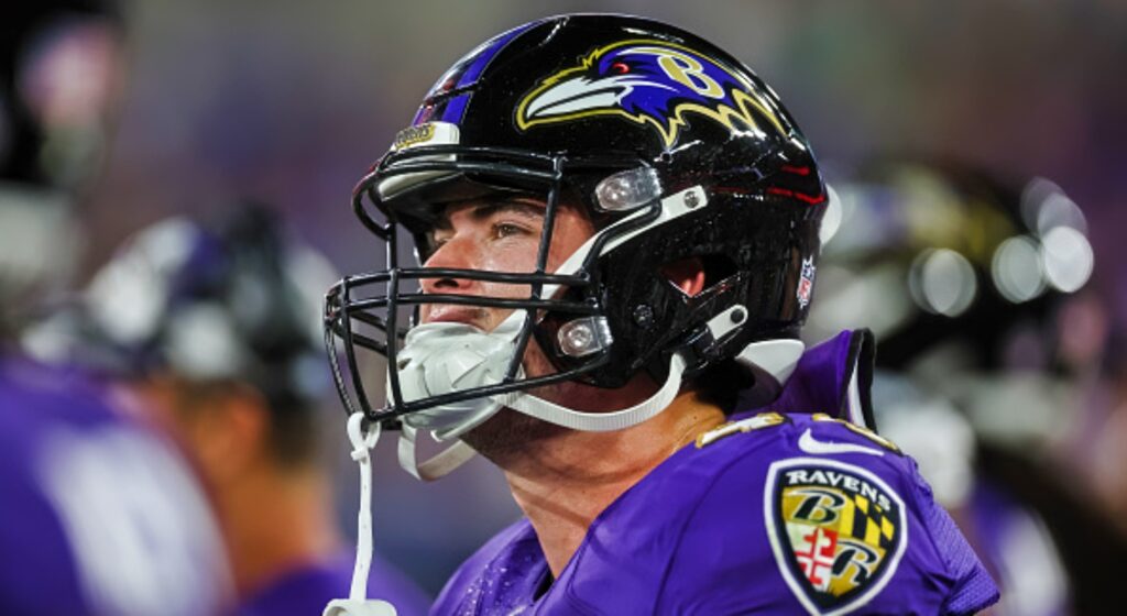 Diego Fagot looks on during a game with the Baltimore Ravens.