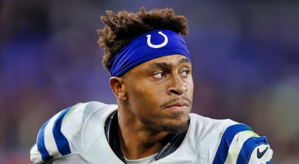 Jonathan Taylor of the Indianapolis Colts walking off field.