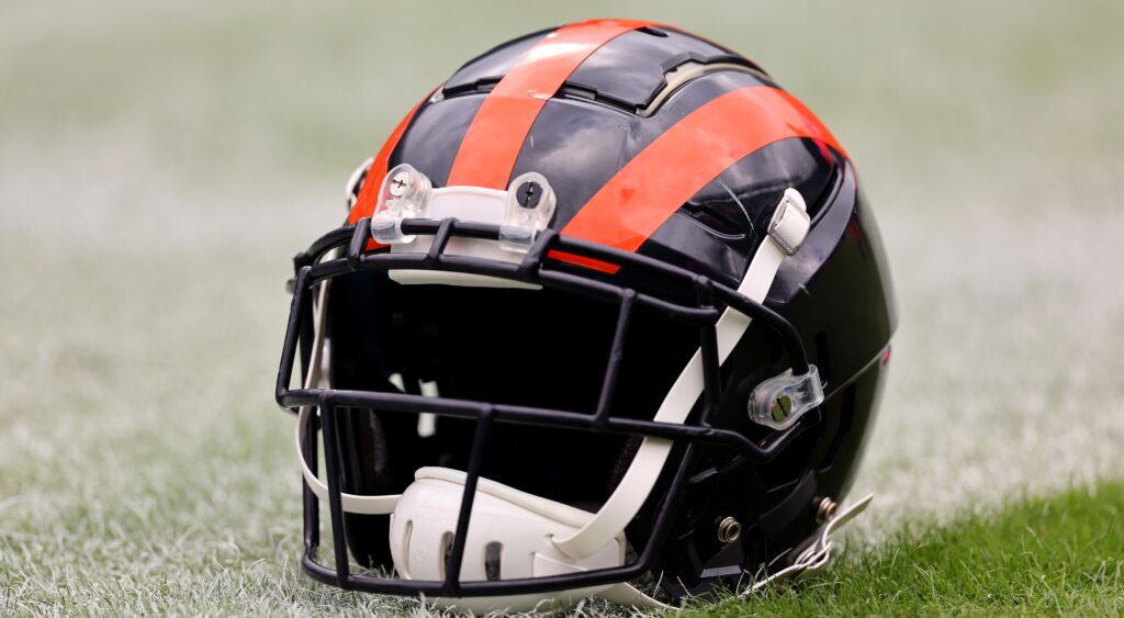 Chicago Bears' helmet shown at Soldier Field.