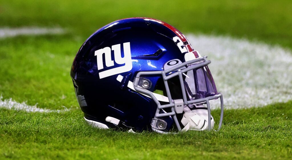 Giants helmet on ground