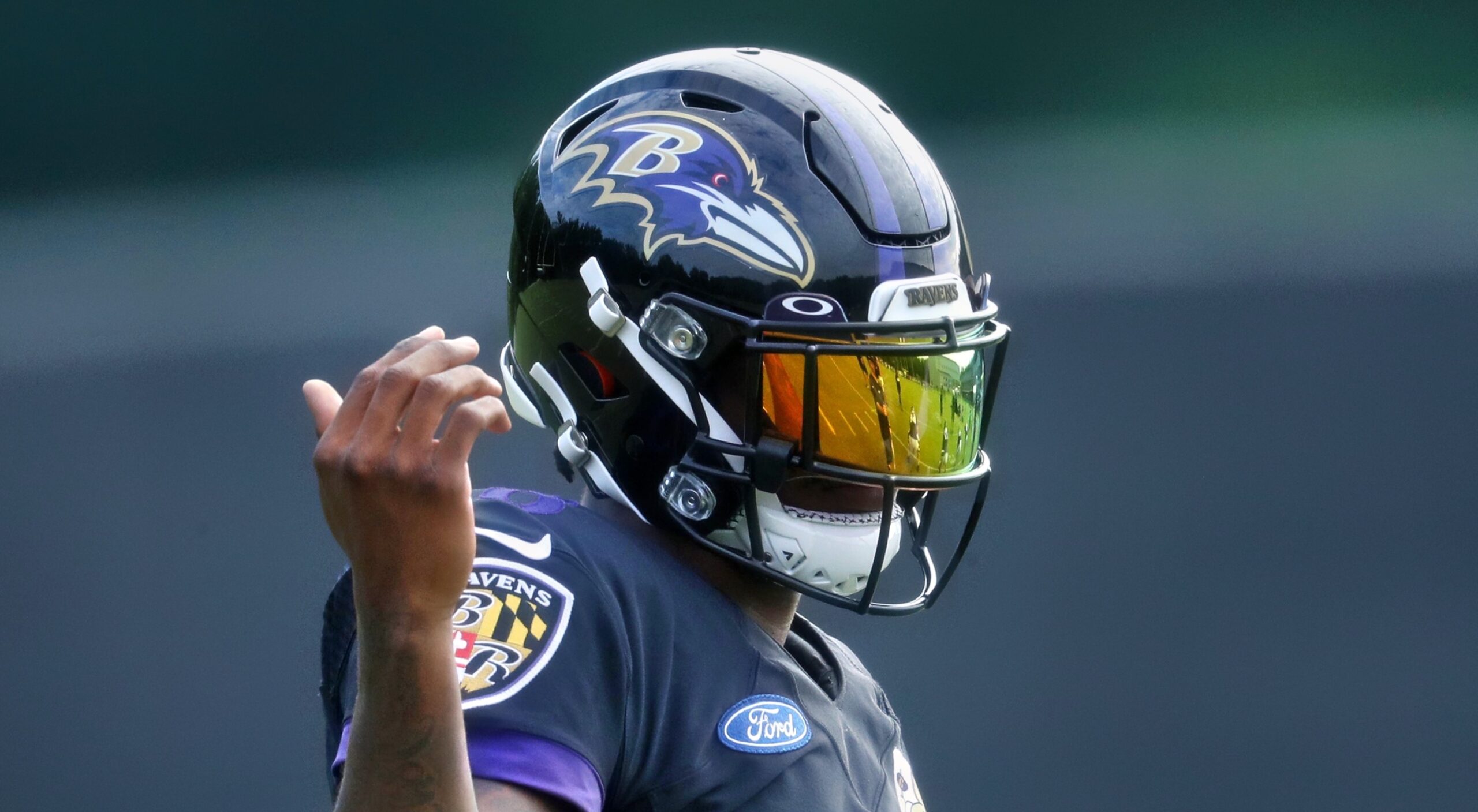 signed lamar jackson helmet