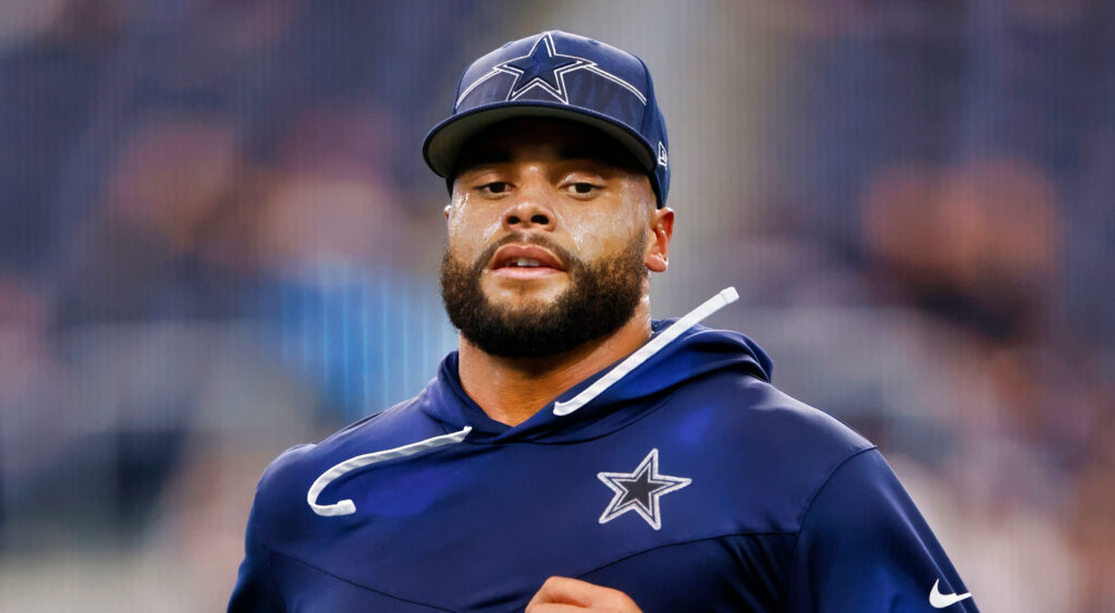 Dak Prescott in warmup gear