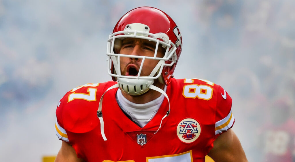 Travis Chief making an entrance ahead of NFL game