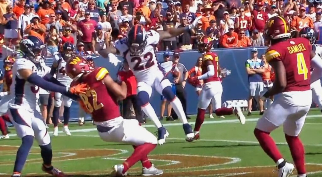 Kareem Jackson hit on Logan Thomas